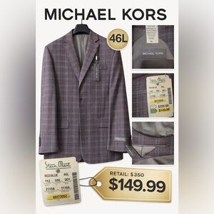 Michael Kors Men's Plaid Blazer - Brown and Blue